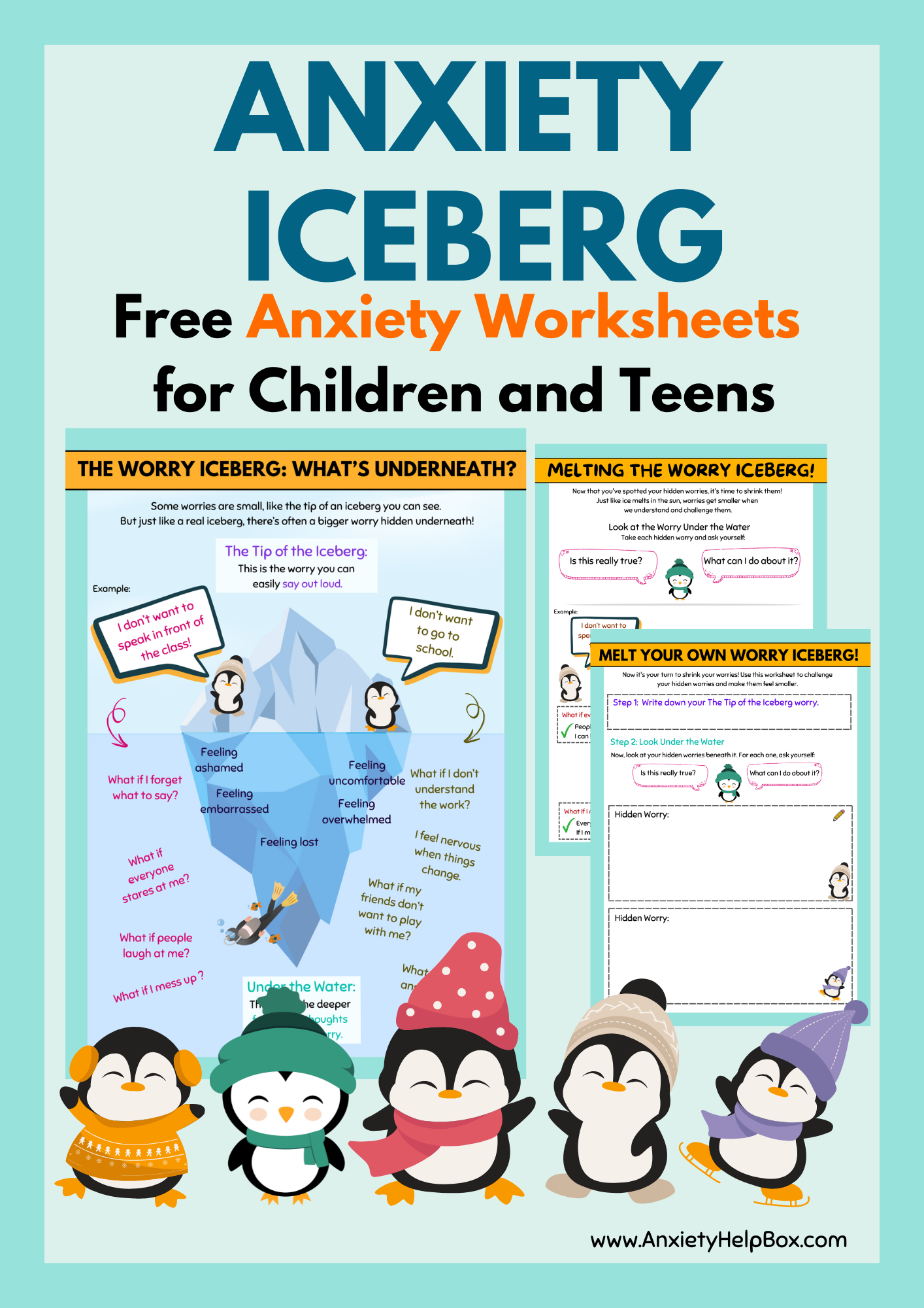 Anxiety Iceberg Free Worry Worksheets for Children and Teens pdf