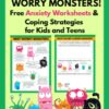 Free Anxiety Worksheets Coping Strategies for Kids and Teens Meet the Worry Monsters-thumbnail