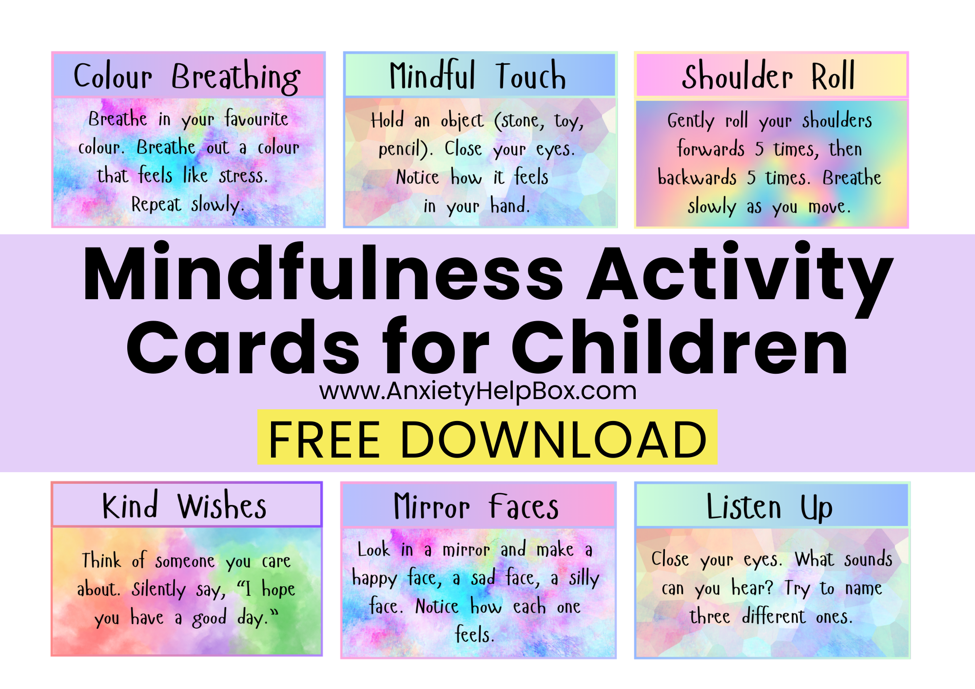 Mindfulness Activity Cards for Children Printable Calm-Down Tool for Kids' Mental Health and Wellbeing free pdf