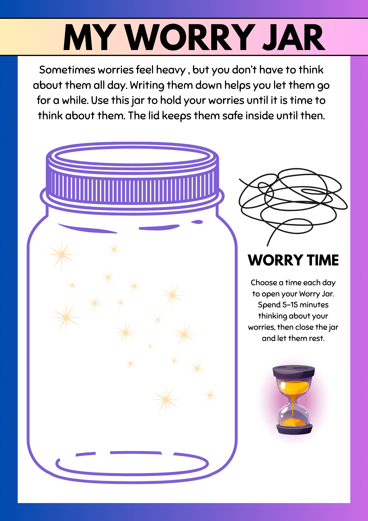 My Worry Jar Worksheet A Practical Tool for Managing Anxiety