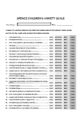 Spence Children’s Anxiety Scale (SCAS) – A Screening Tool for Childhood Anxiety free